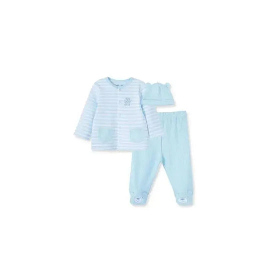 Little Me - Dreamy Bears Stripe Cardigan Set, Blue