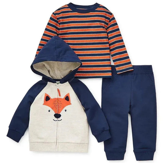 Little Me - Fox 3 Pc Hoodie Set, Blue