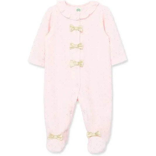 Little Me - Gold Dot Footie, Pink