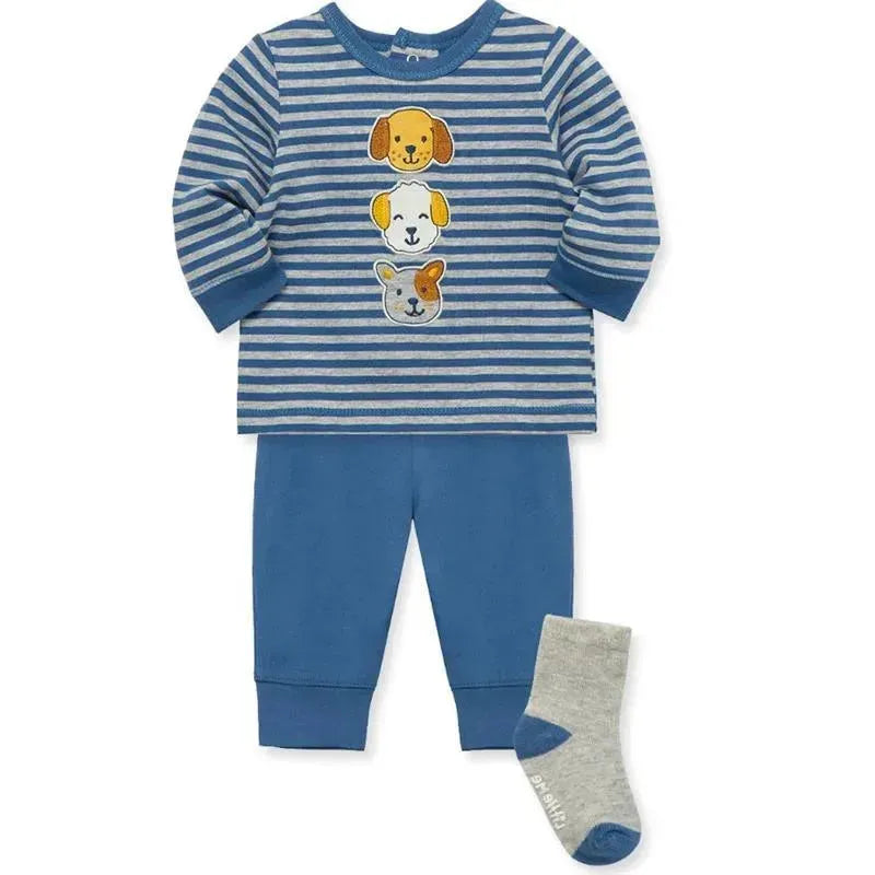 Little Me - Puppy Fun Jersey Knit Jogger Set & Sock