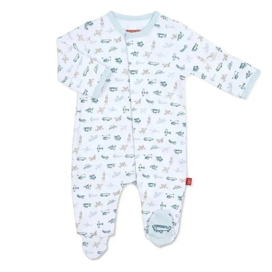 Magnetic Me - Airplanes Organic Cotton Magnetic Footie