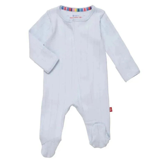 Magnetic Me - Love Lines Blue Pointelle Baby Footie