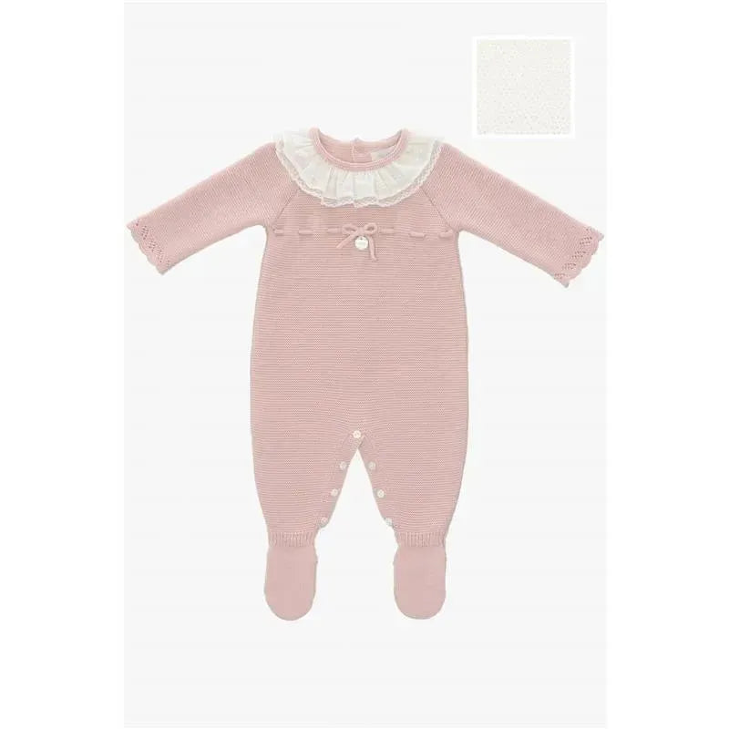 Martin Aranda - Baby Girl Long Romper Feet (All Knitwear) Bonsay, White