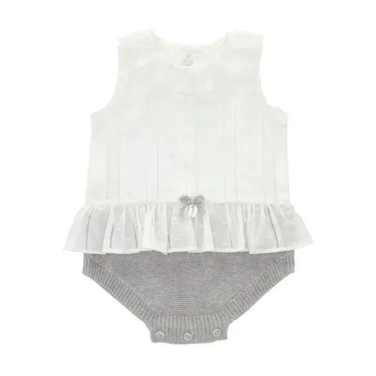 Martin Aranda - Baby Short Romper Knit & Woven Girl Perl, Grey