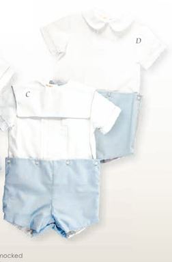 Button On Short Set w/ Square Collar