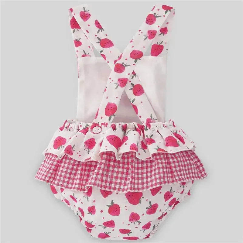 Paz Rodriguez - Baby Girl Woven Romper Amorodos, Strawberry