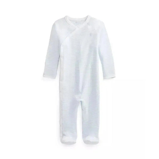 Polo Ralph Lauren Baby - Boy Long-Sleeve Organic Cotton Interlock Knit Coverall, Beryl Blue/White