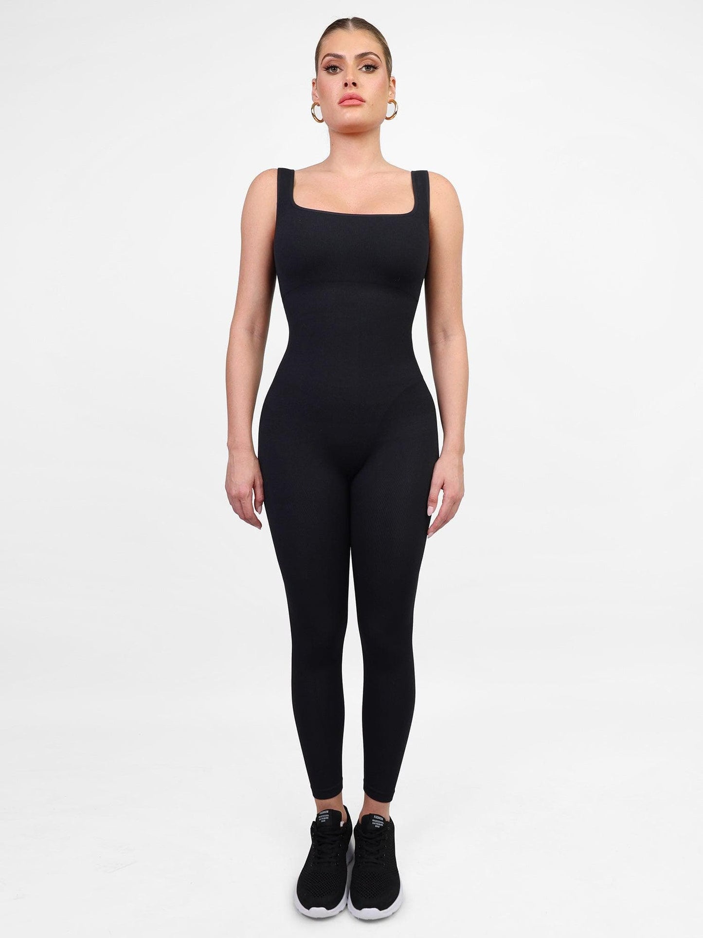 Popilush Seamless Sleeveless Square Neck Yoga Pants One Piece Sport Jumpsuits