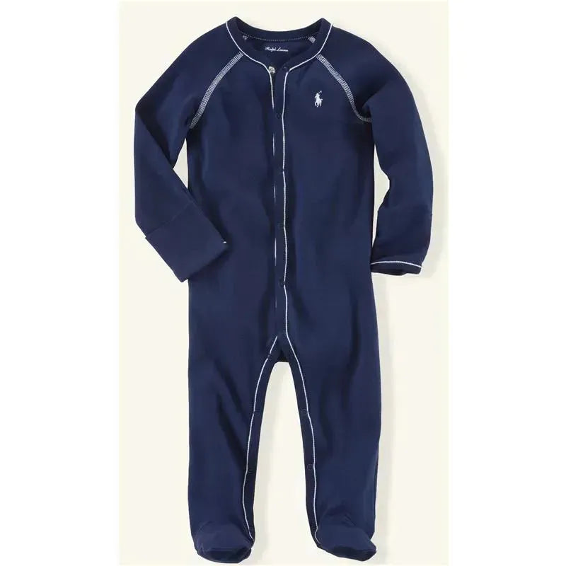 Ralph Lauren Solid Cotton Footed Coverall, French Navy