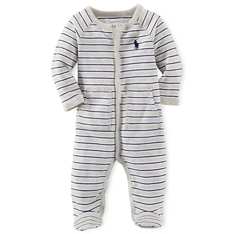 Ralph Lauren Striped Cotton Coverall, Light Heather Multi