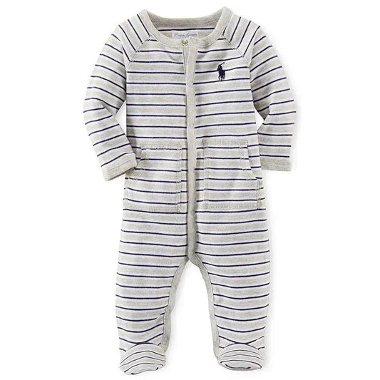 Ralph Lauren Striped Cotton Coverall, Light Heather Multi