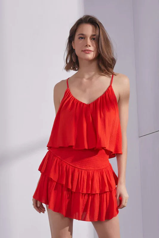 ruffle detail romper dress