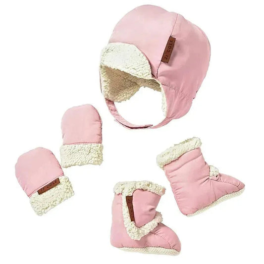 Tomy JJ Cole Winter Hats For Kids, Mittens and Boots Set, Blush Pink
