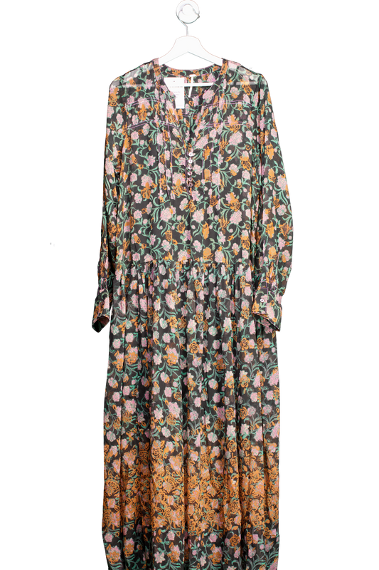 Free People Black See It Through lined floral Dress UK S