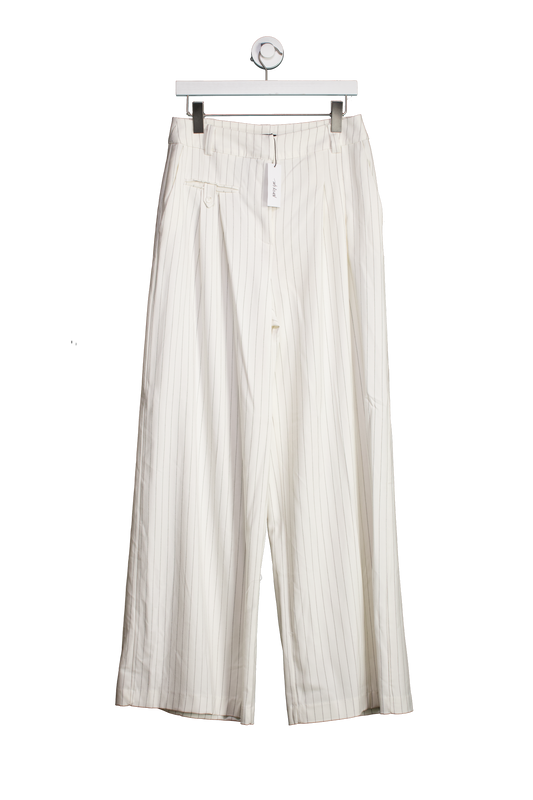 Nasty Gal White Pinstripe Wide Leg Tailored Trousers UK 12