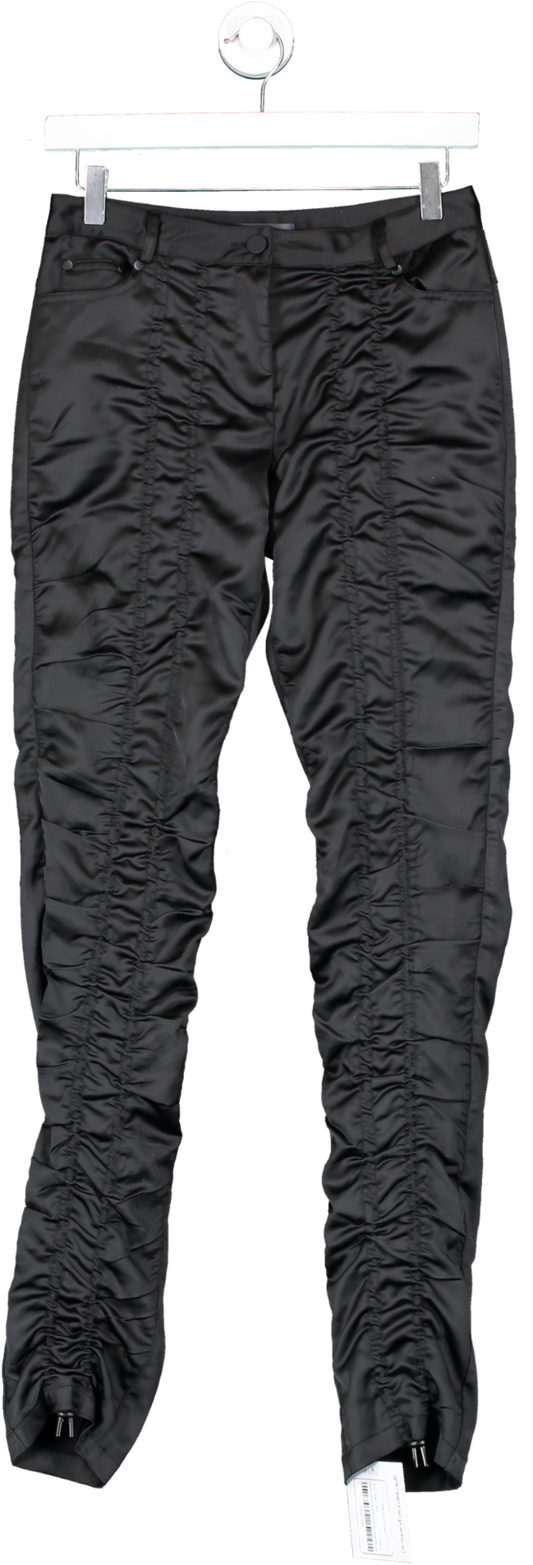 Ruve Black Satin Ruched Trousers UK S