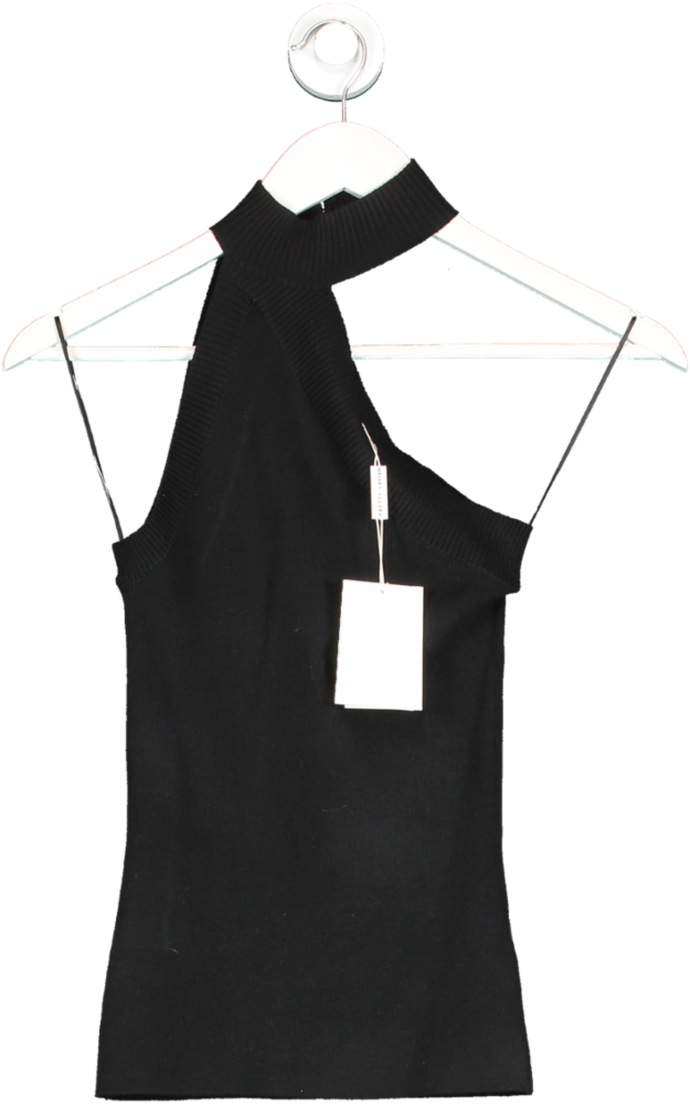 PRETTY LAVISH Black Miak Cut Out Knit Top UK XS