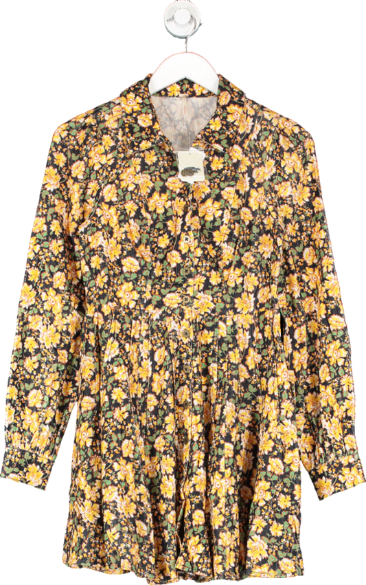 Free People Yellow Floral Marvelous Mia Mini Dress UK 6