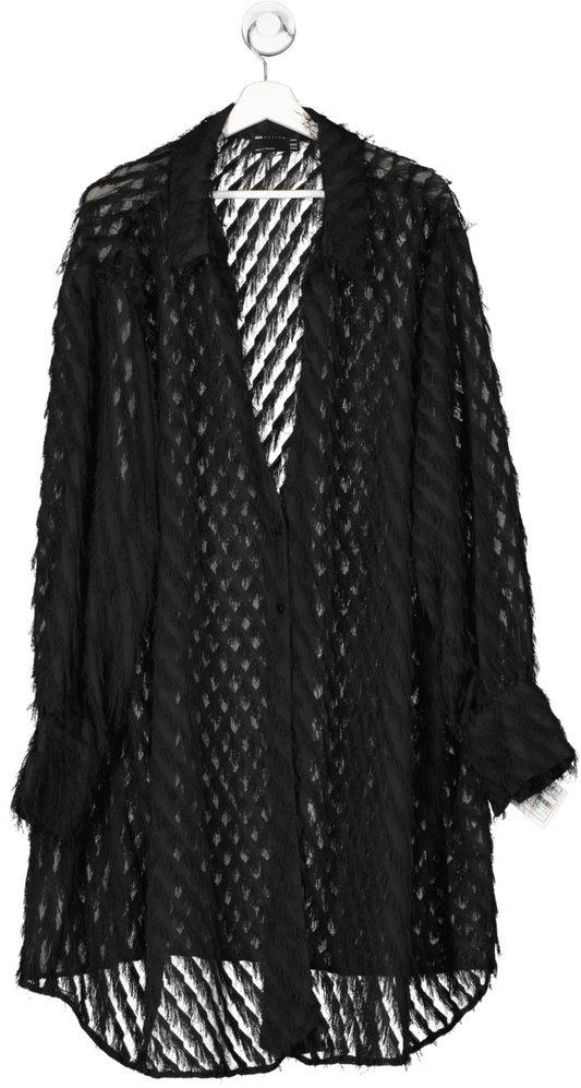 ASOS Black Curve Slouchy Shirt Mini Dress In Fluffy Textured Fabric UK 28