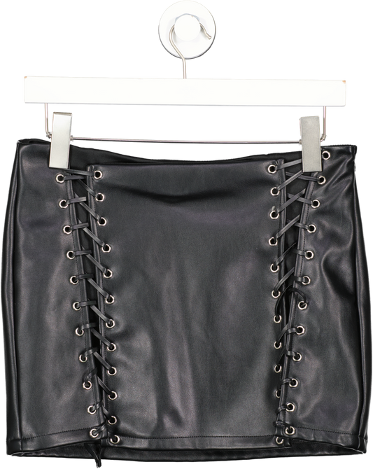 outcast Black Hailey Pu Criss Cross Mini Skirt UK M