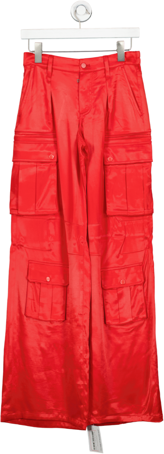 Alice + Olivia Red Hayes Mid-rise Cargo Trousers UK 8