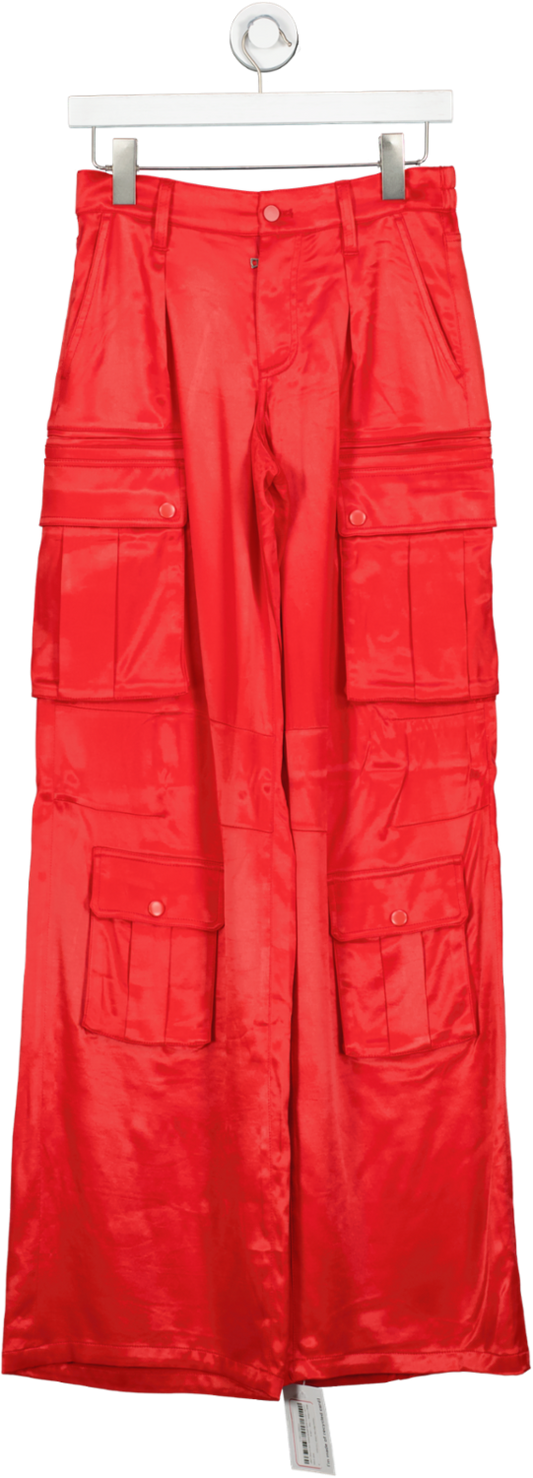 Alice + Olivia Red Hayes Mid-rise Cargo Trousers UK 8