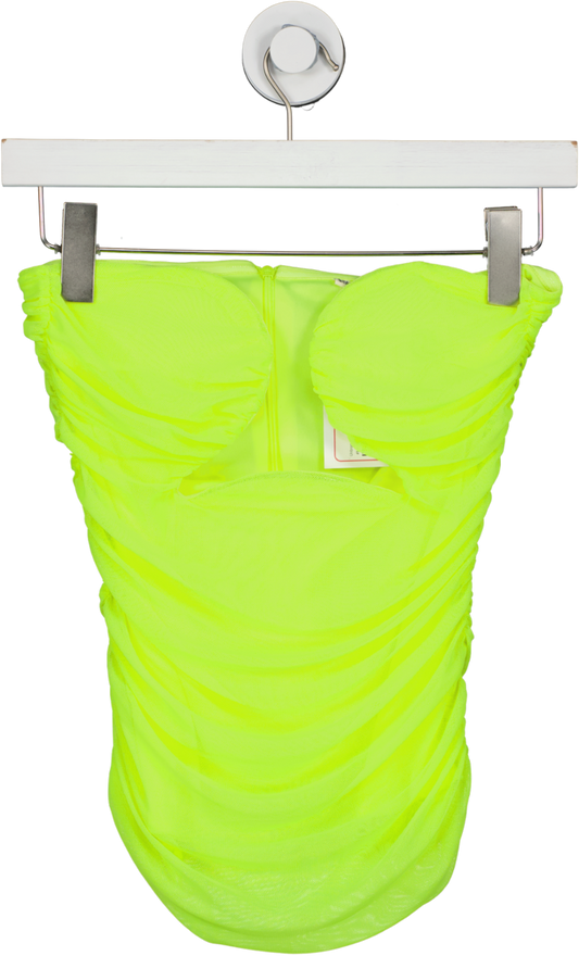 Welcome to the Love Club Structured heart Yellow Mesh Top UK XS