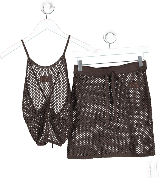 OceansApart Brown Lilou Crochet Top & Skirt 2 Piece Set UK XS