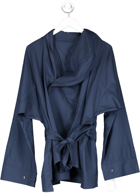 No Grey Area Blue Popper Long Sleeve Crossover Shirt UK L