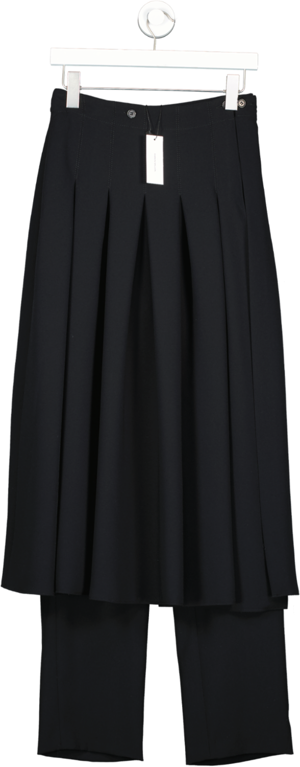 Karen Millen Black Tailored Crepe Detachable Layered Skirt Detail Trousers UK 6