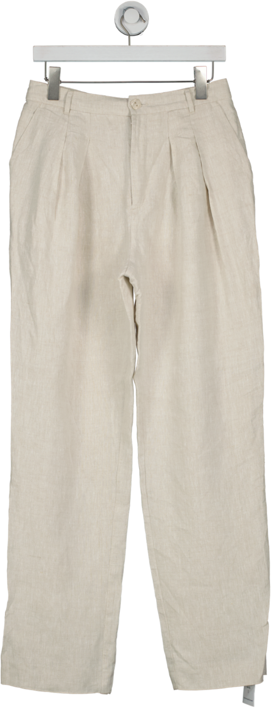 Song of Style Cream Linen Pin Tuck Trouser UK M