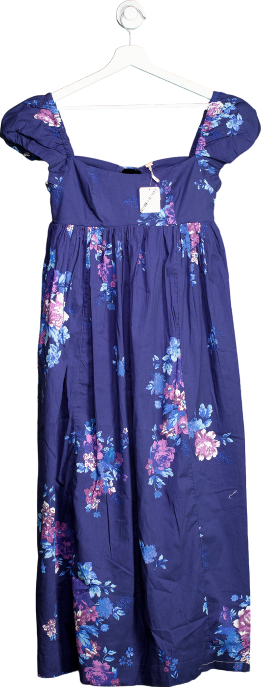 Free People Blue Linda Lou Poplin Maxi Dress UK XS