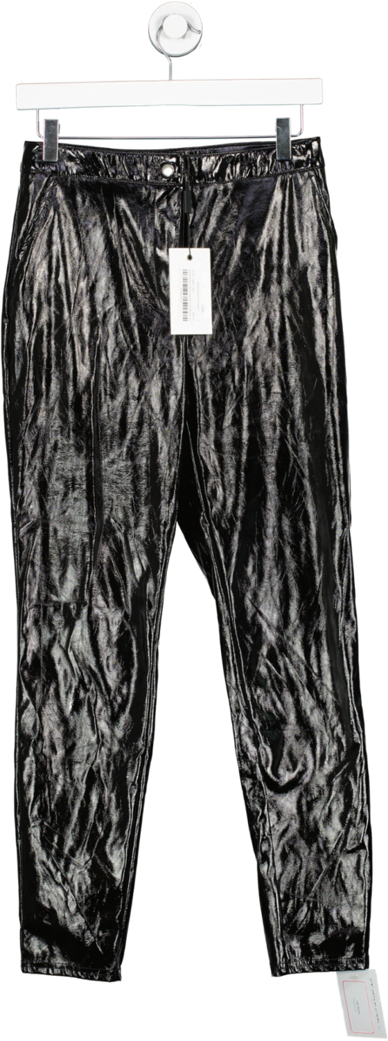 NA-KD Highwaist Patent Pants Black UK 4