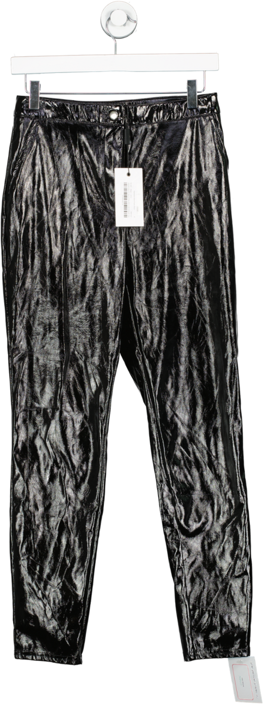 NA-KD Highwaist Patent Pants Black UK 4