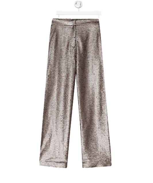 By malina Livia High-rise Wide-leg Metallic Woven Trousers UK XXS