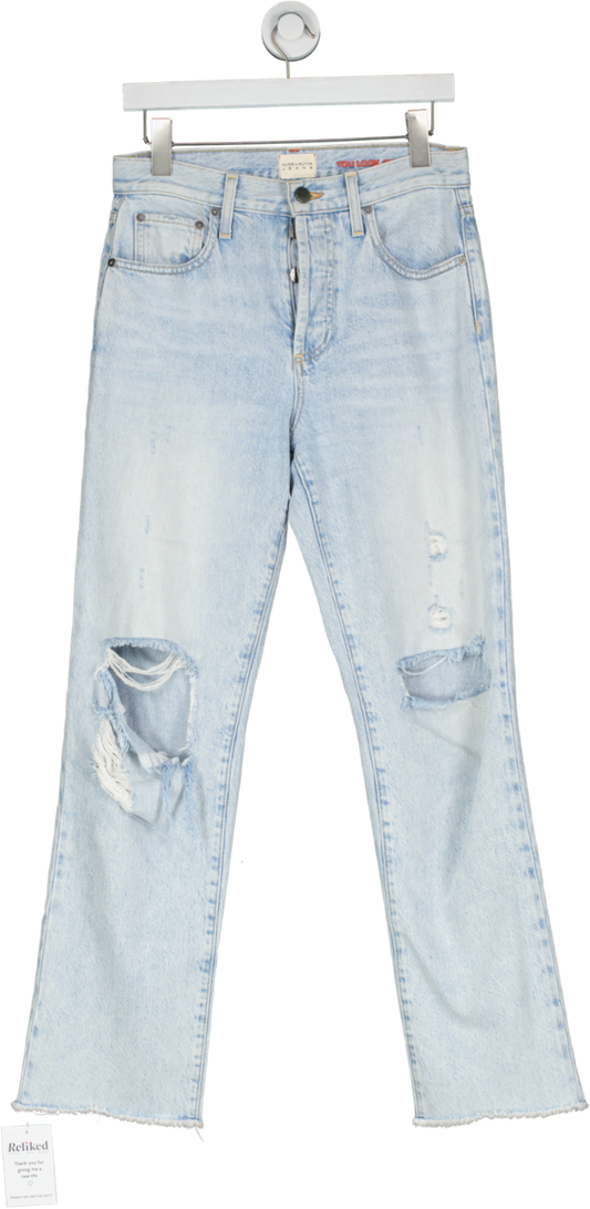 Alice + Olivia Blue Cotton Distressed Straight Leg Jeans UK 8