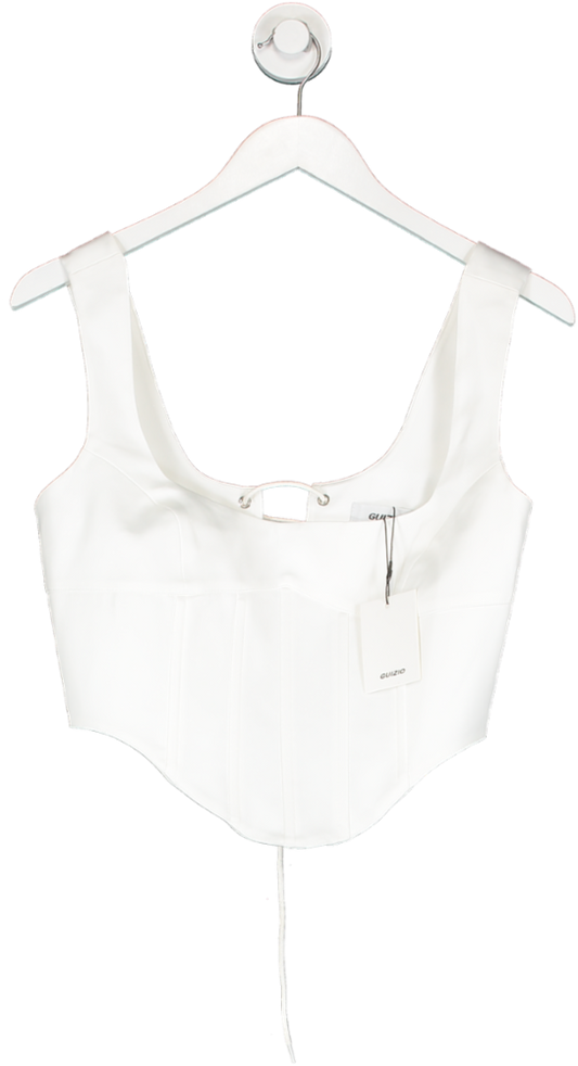 Danielle Guizio White Satin Lace Up Bustier Top UK M