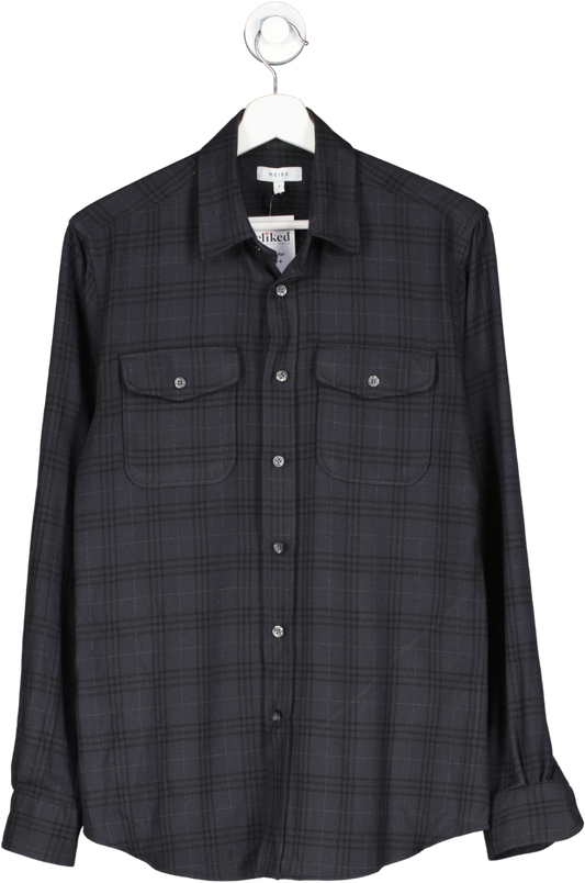 REISS Black Texted Soft Touch Shirt UK S