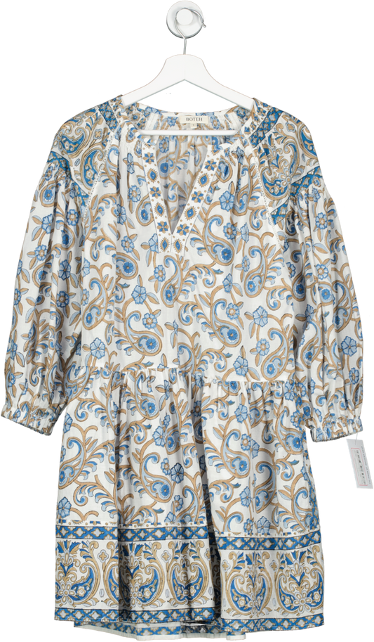 BOTEH White Kiki Nazar Smock Mini Dress UK XS
