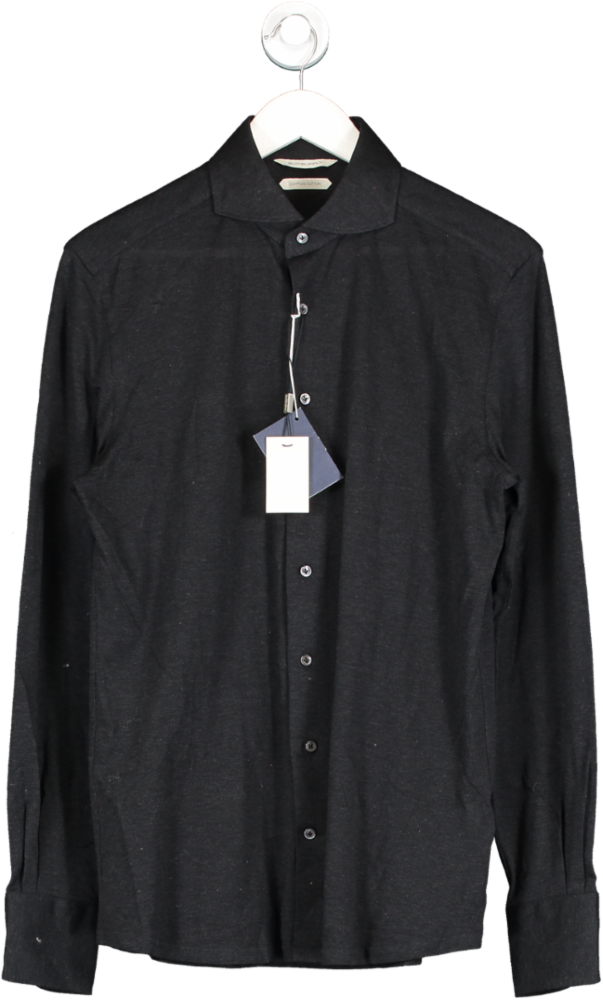 Suit Supply Grey Pique Slim Fit Shirt UK M