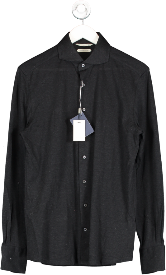 Suit Supply Grey Pique Slim Fit Shirt UK M