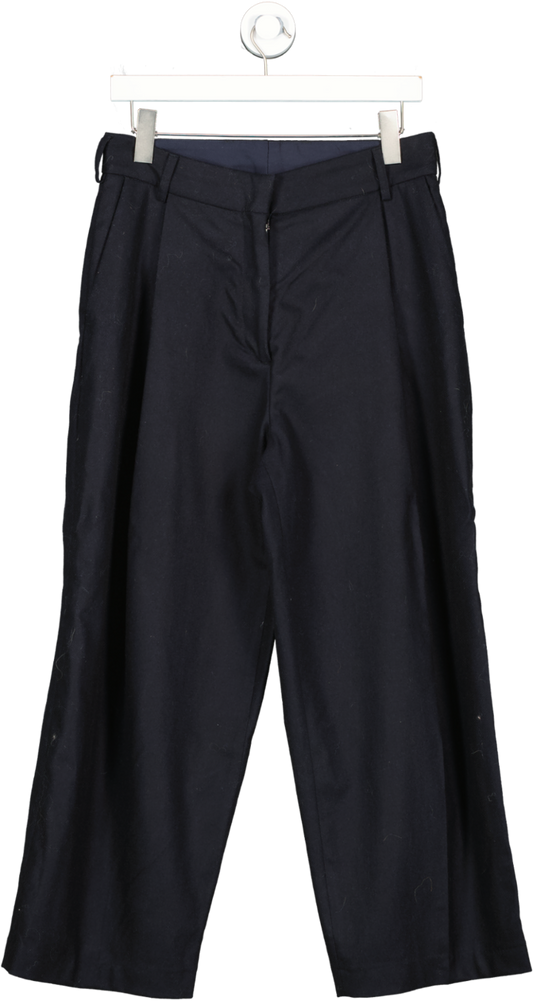 Margaret Howell Black Wide Belt Loop Wool Trousers UK 12