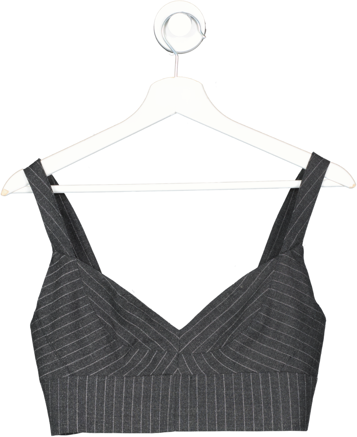 Michael Kors Grey Pinstripe Crepe Bustier Top UK 6