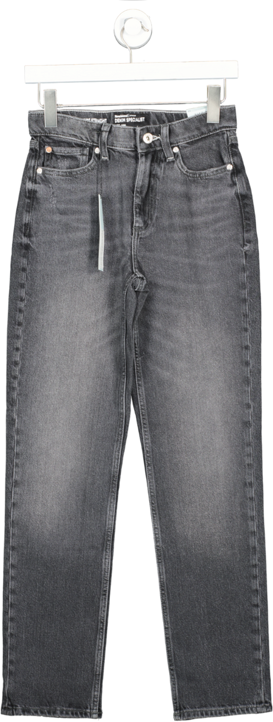 River Island Black High Waisted Stove Pipe Straight Jeans UK 6