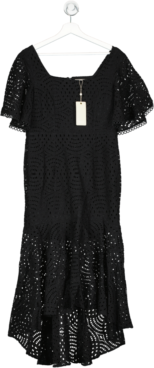 Coast Black Lace Peplum Hem Dress UK 12