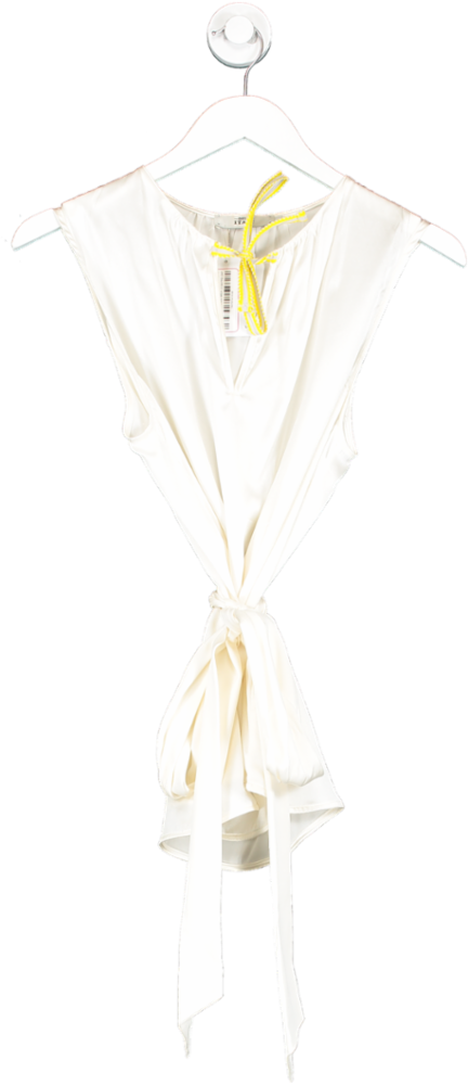 0039 Italy Cream Sleeveless Silk Top UK L