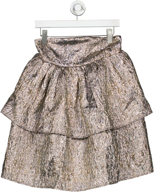 Amy Lynn London Metallic Sara Strapless Tiered Mini Dress UK XS