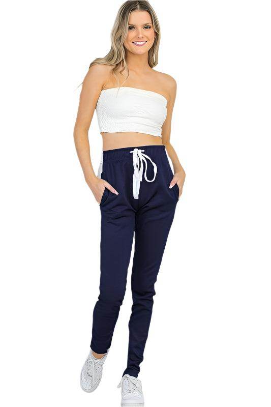 Women's Activewear Women's Navy White Single Strip Track Pants
